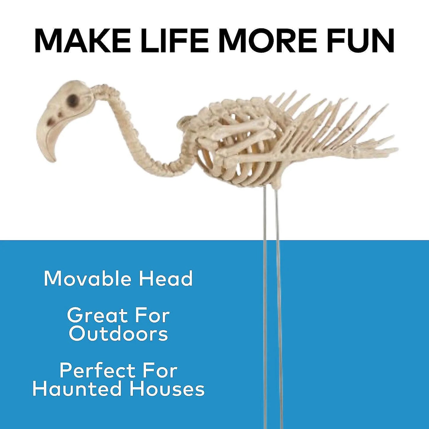 27" Flamingo Skeleton Halloween Decoration