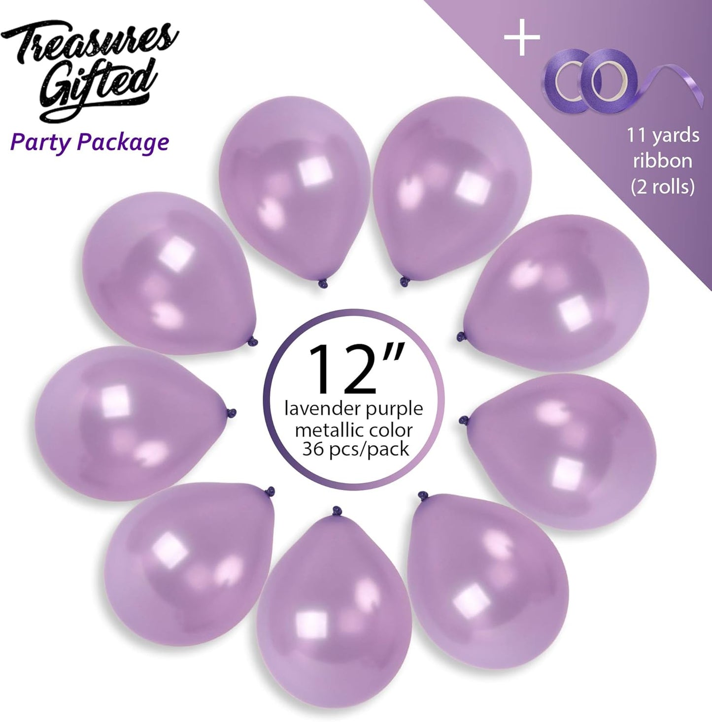 Treasured Metallic Lavender Balloons - Pearl & Lilac - 12 Inch - 36 Pack - Perfect for Purple Balloon Arch