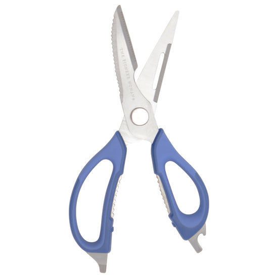8-In-1 Stainless Steel Serrated Chef Kitchen Shears, Blue