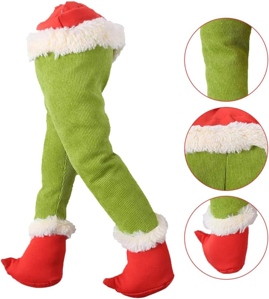 Christmas Thief Wreath Elf Stuffed Legs Tree Topper Decorations Plush Legs Xmas Hanging Ornaments Indoor Outdoor Decor Party Supplies