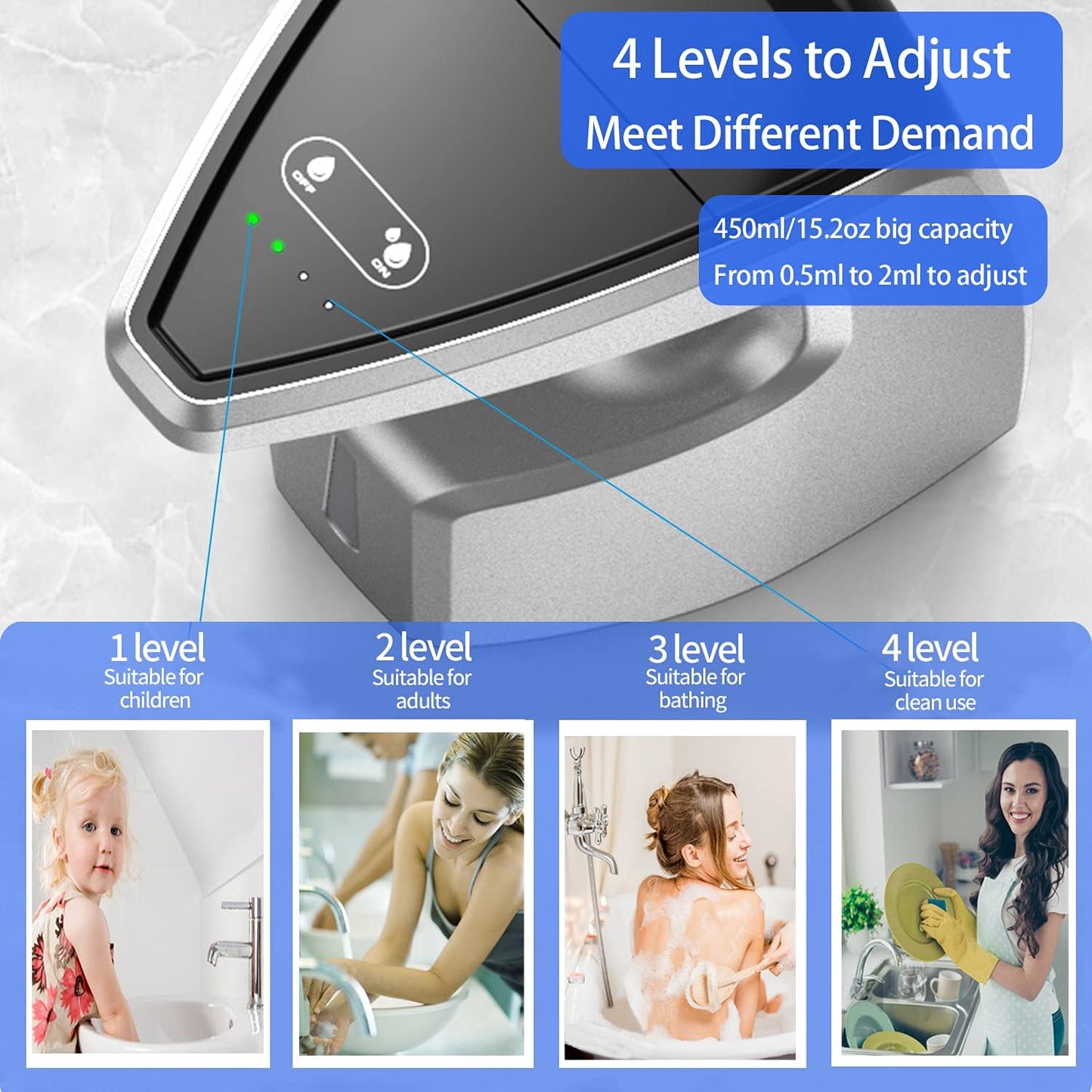 Soap Dispenser, Automatic Soap Dispenser Touchless,Dish Soap Dispenser for Kitchen Bathroom, Hand Soap Dispensers-Infrared Motion Sensor/1 Year Warranty/Touchless High Capacity Auto Soap Dispenser