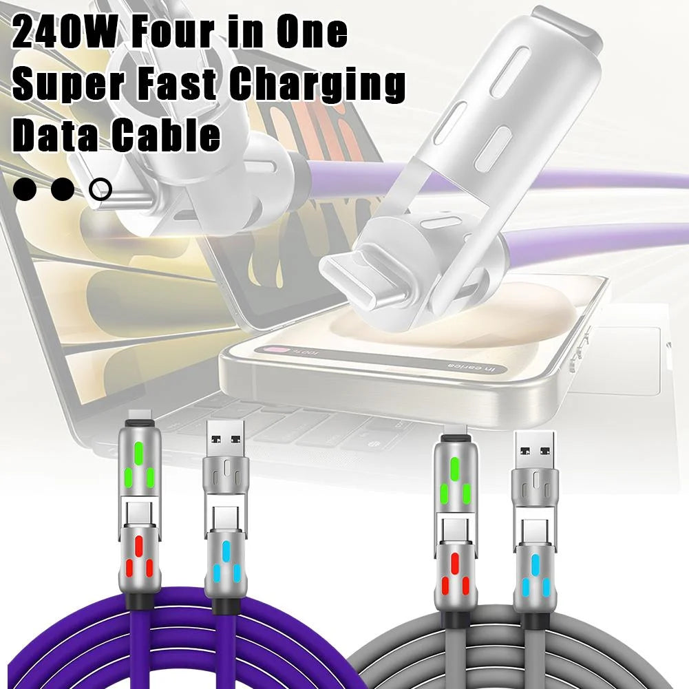 240W 4 in 1 Multi USB Phone Data Cable Fast Charging Cable-Usb C Micro-Typec K7N3