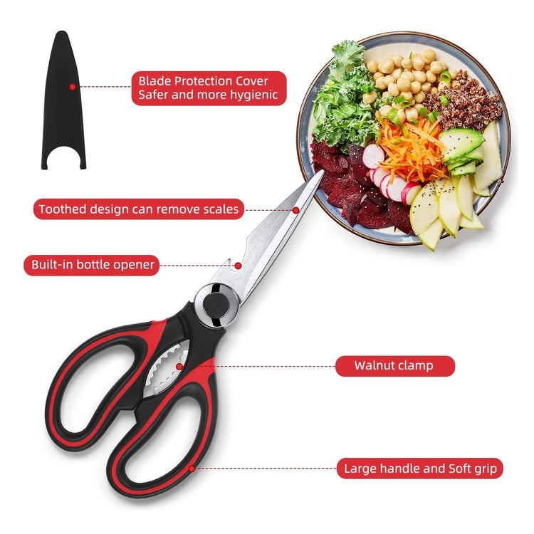 2 Pack Stainless Steel Kitchen Shears Scissors Set for Meat Poultry Fish Nuts Vegetables