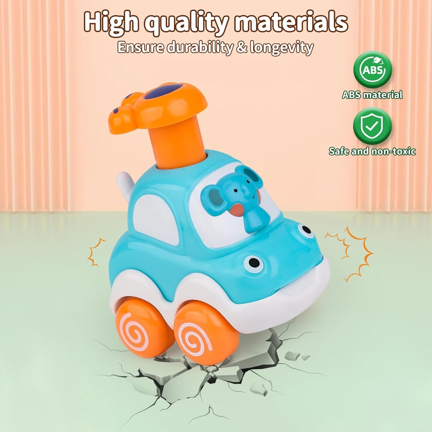 Press and Go Toddler Toy Cars - Animal-Themed Push and Go Cars for Boys Aged 1-3, Ideal First Birthday Gifts for 1-2 Year Olds, Suitable for 6-18 Months