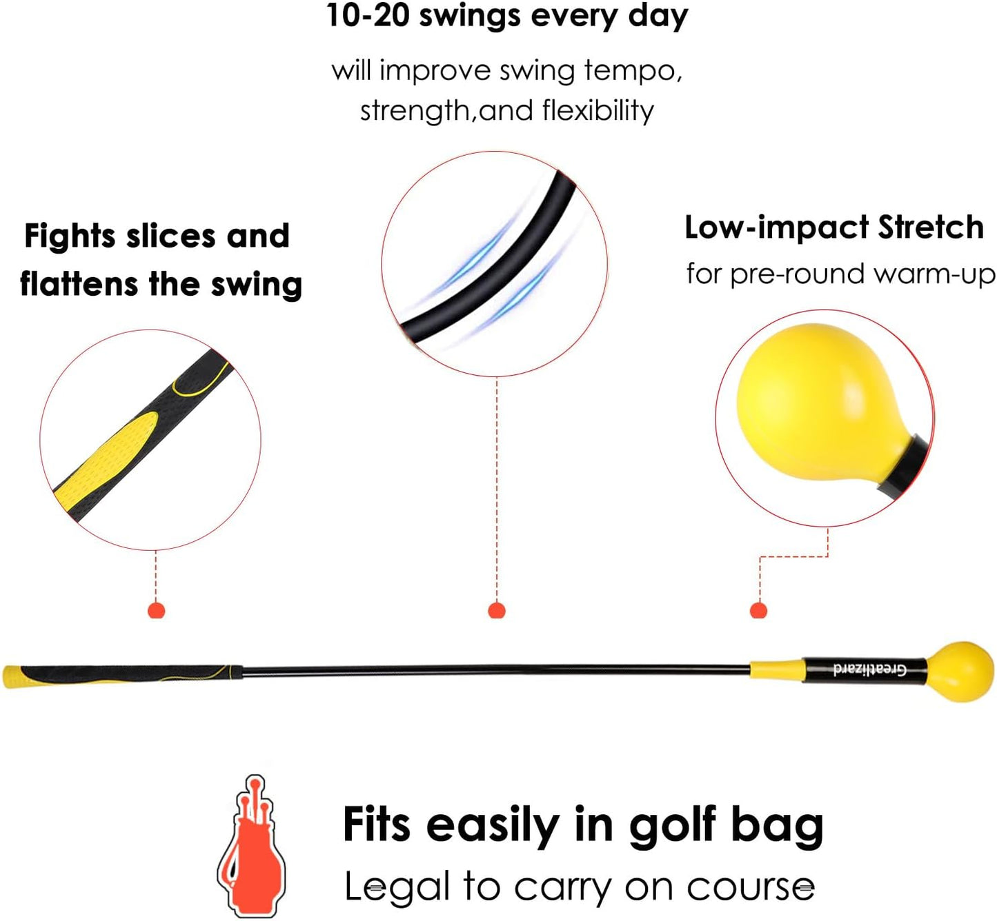 Golf Swing Training Aid Golf Swing Trainer Aid Golf Practice Warm-Up Stick for Strength Flexibility and Tempo Training Golf Golf Swing Aid for Men and Women