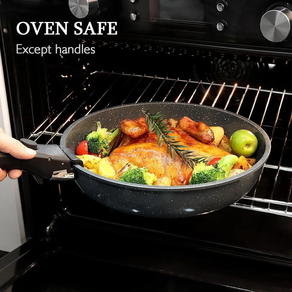 11 Piece Nonstick Ceramic Cookware Set with Detachable Handles