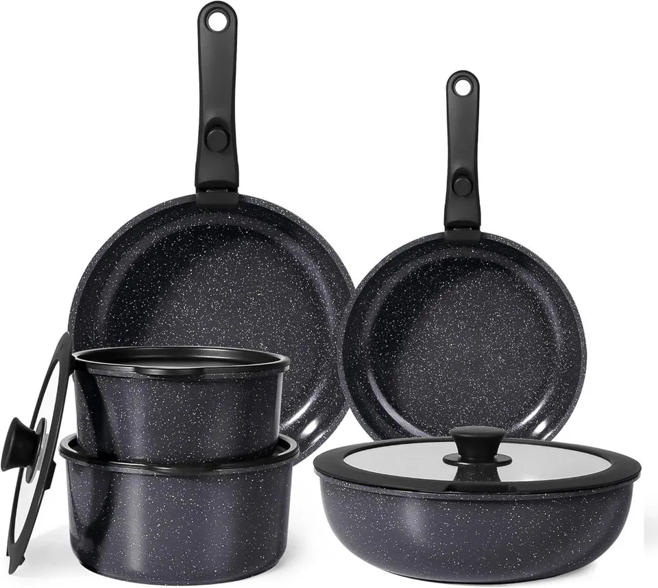 11 Piece Nonstick Ceramic Cookware Set with Detachable Handles