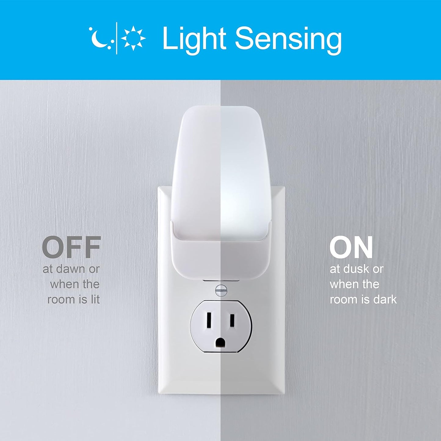 LED Night Light, Plug-In, Dusk to Dawn Sensor, Cool White, Ambient Lighting, Ideal for Kids Adults Bedroom, Bathroom, Nursery, Kitchen, Hallway, 55992, 4 Count