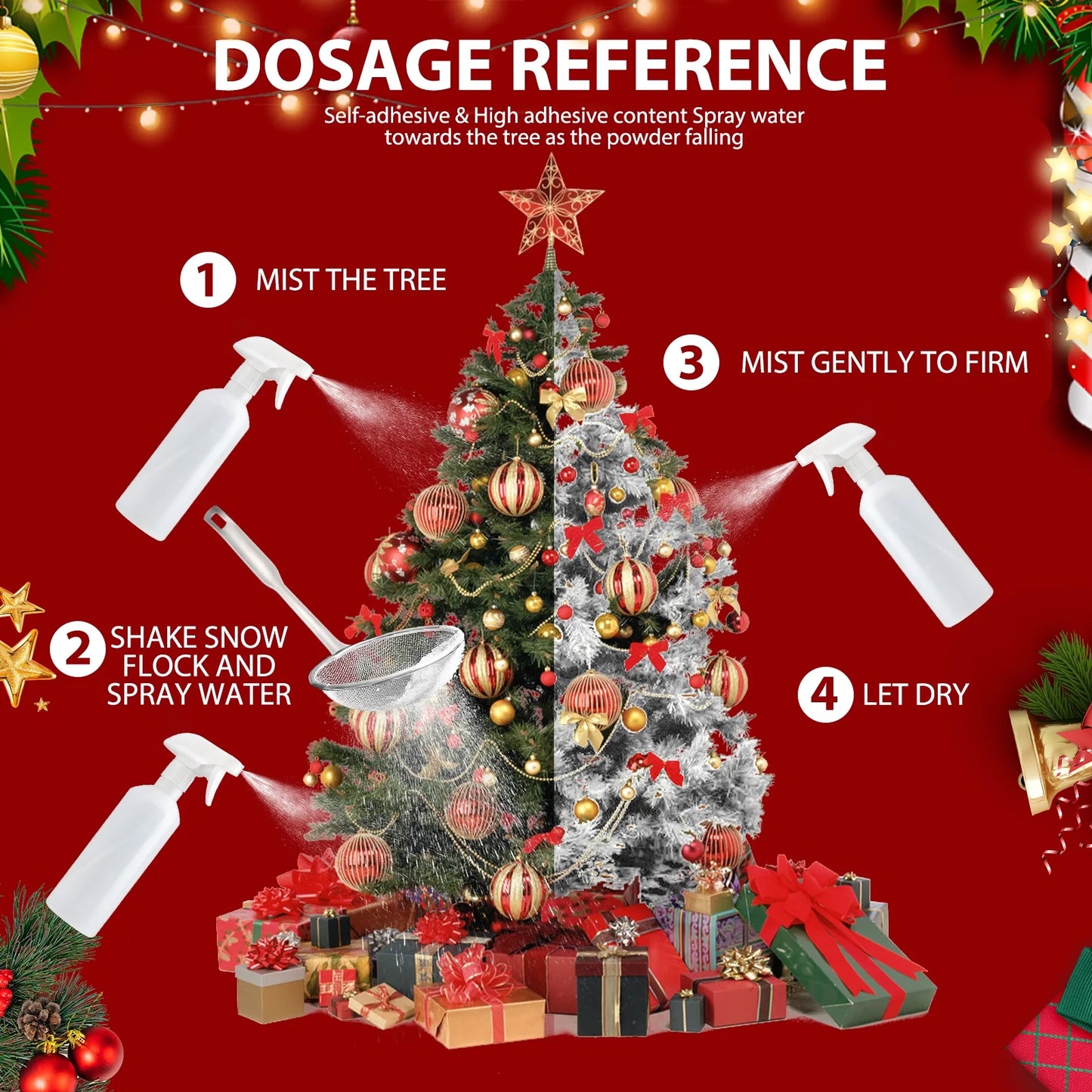Christmas Decorations, Artificial Snow for Christmas Tree Fake Snow Decoration for Winter Displays