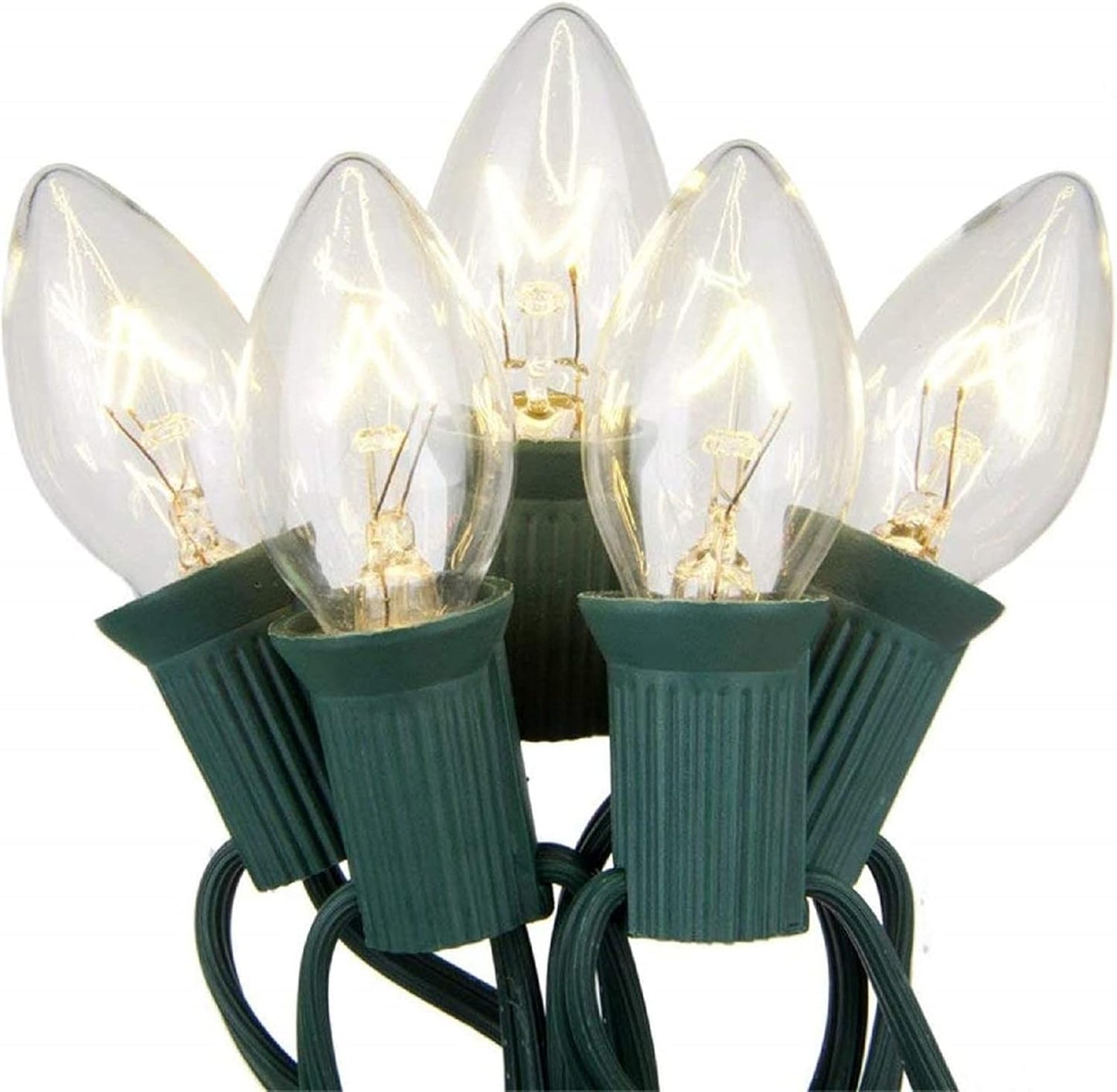 25 Pack C7 Clear Replacement Bulbs Christmas Light Bulbs, Outdoor Patio String Light Bulbs, C7 Night Light Replacement Bulbs, E12/C7 Candelabra Base, 5 Watt- Clear