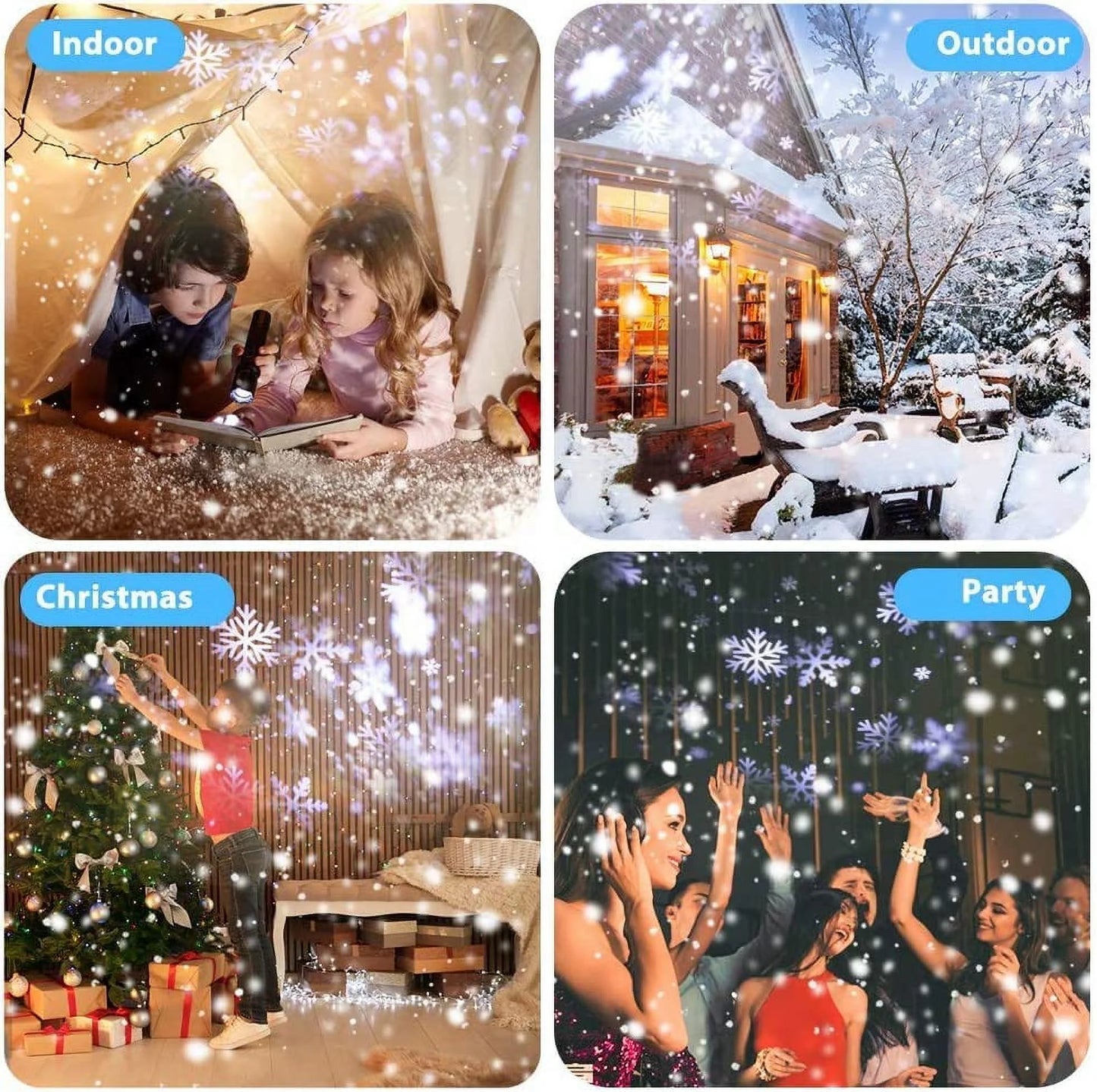 Waterproof Projector Lights with Remote Control, Lawn Stake & Indoor Base