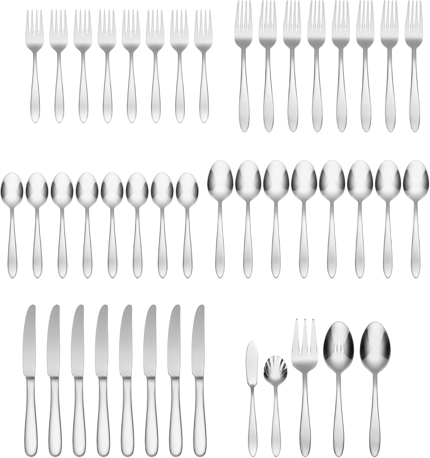 B336045A Mooncrest 45-Piece Flatware Set, Service for 8,Silver,45 Piece