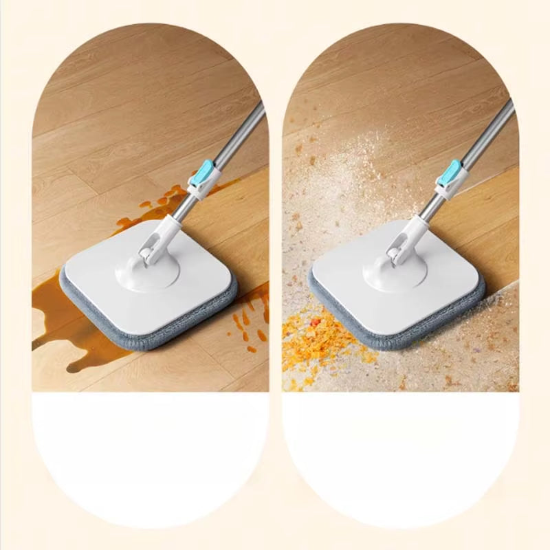 Spin Mop and Bucket Set with Dirty and Clean Water Separation System, Self-Wringing 360° Rotating Flat Mop, Hands-Free Self