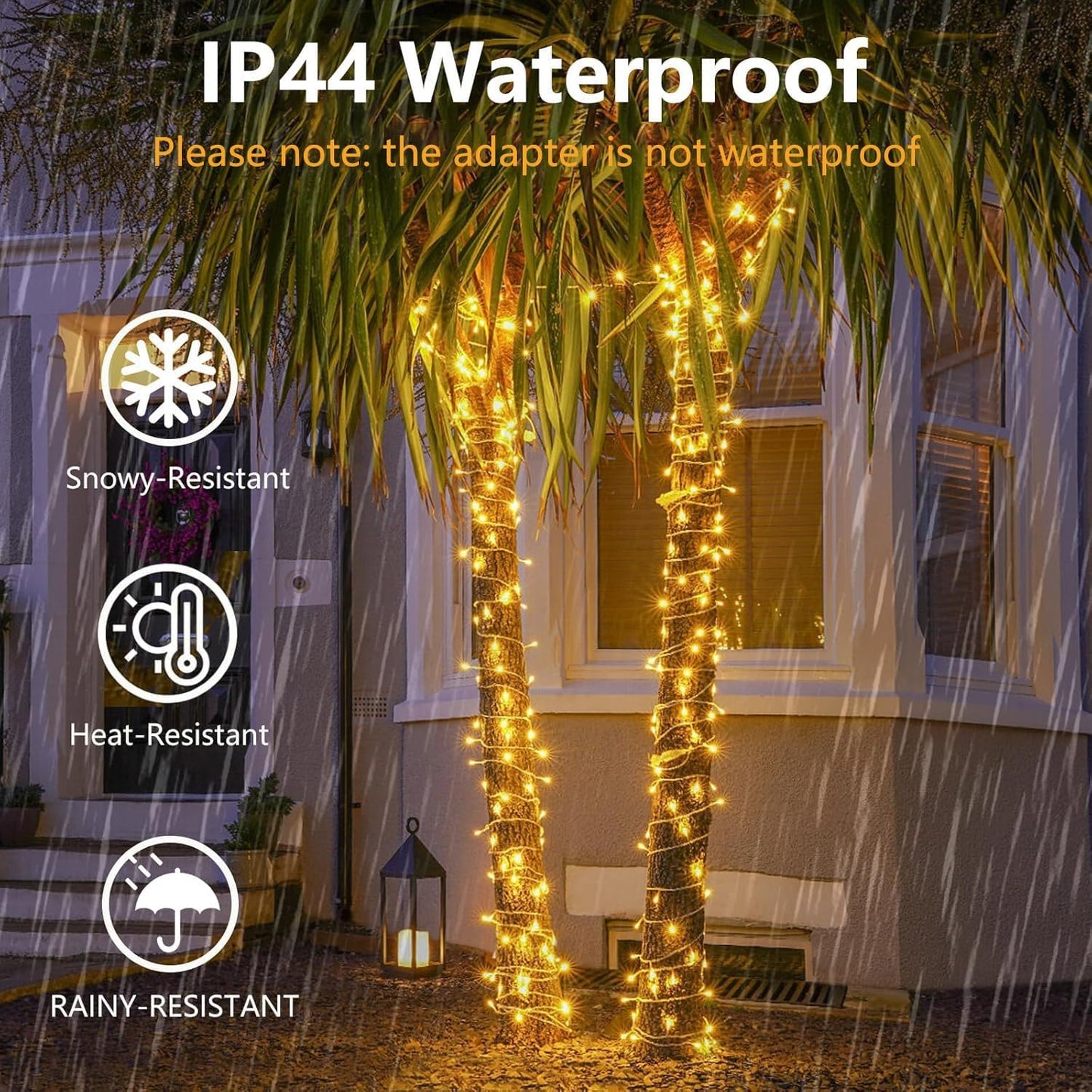 115FT 300LED Warm White Christmas String Fairy Lights Indoor/Outdoor, Waterproof with 8 Modes, Clear Wire Plug in Twinkle Light for outside Garden Bedroom Christmas Tree Decorations
