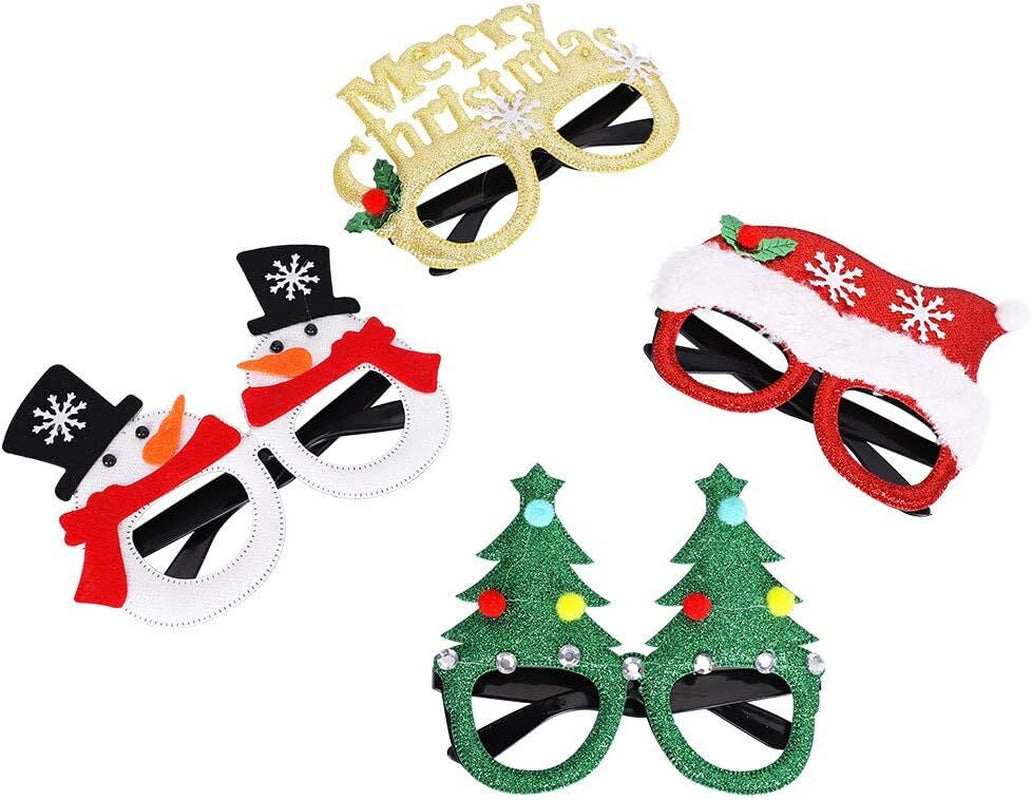 Max Fun 12Pcs Christmas Glasses Glitter Holiday Party Glasses Frames Christmas D