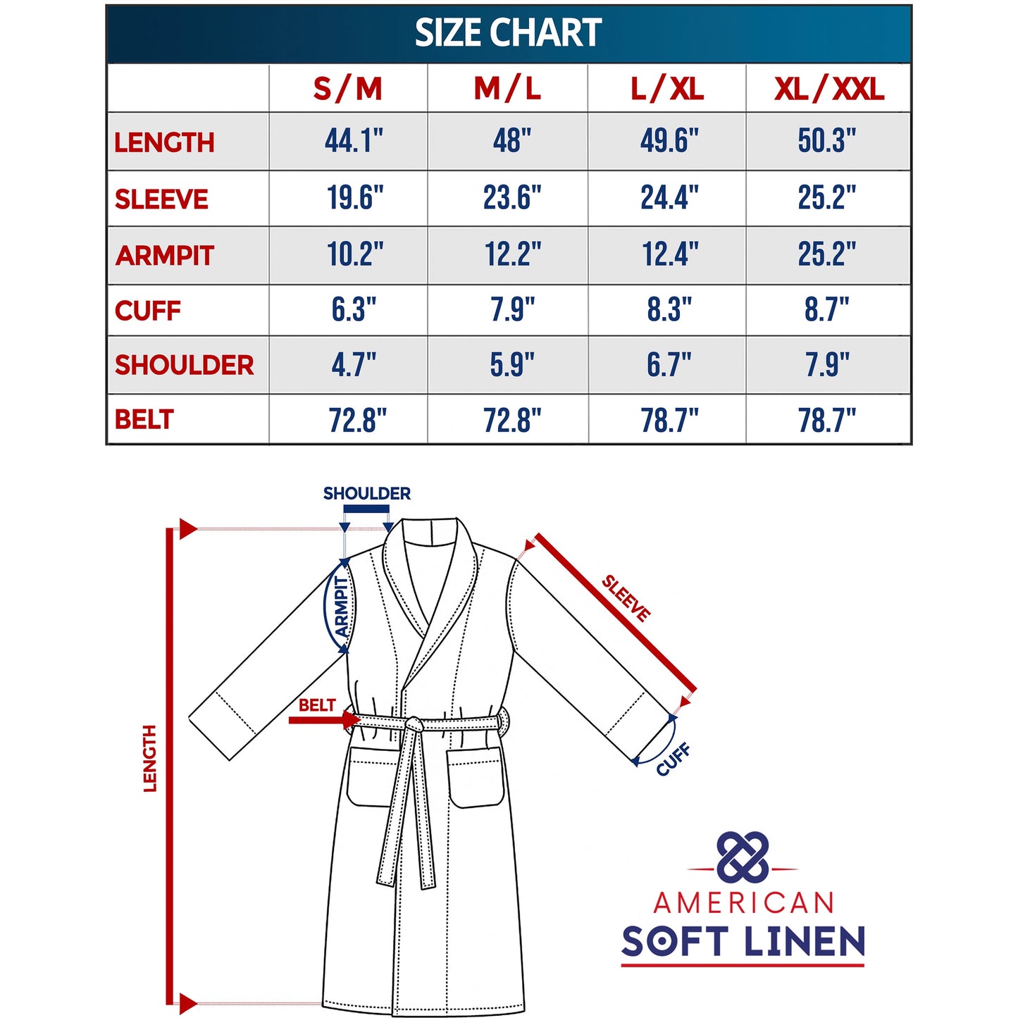 Men & Women Super Soft Fleece Bathrobe with Shawl Collar, Front Pocket, Waist Belt, M-L, White