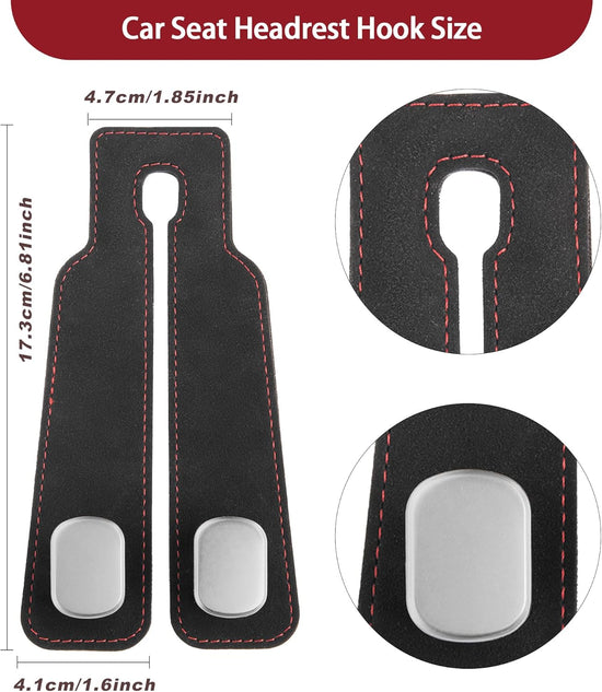 2 in 1 Car Seat Back Storage Hook and Headrest Hooks for Car,2Pcs Purse Hook for Car,Bendable Universal Double Hooks with Phone Holder,Car Hooks for Purses and Bags and Shopping Bags(Black)