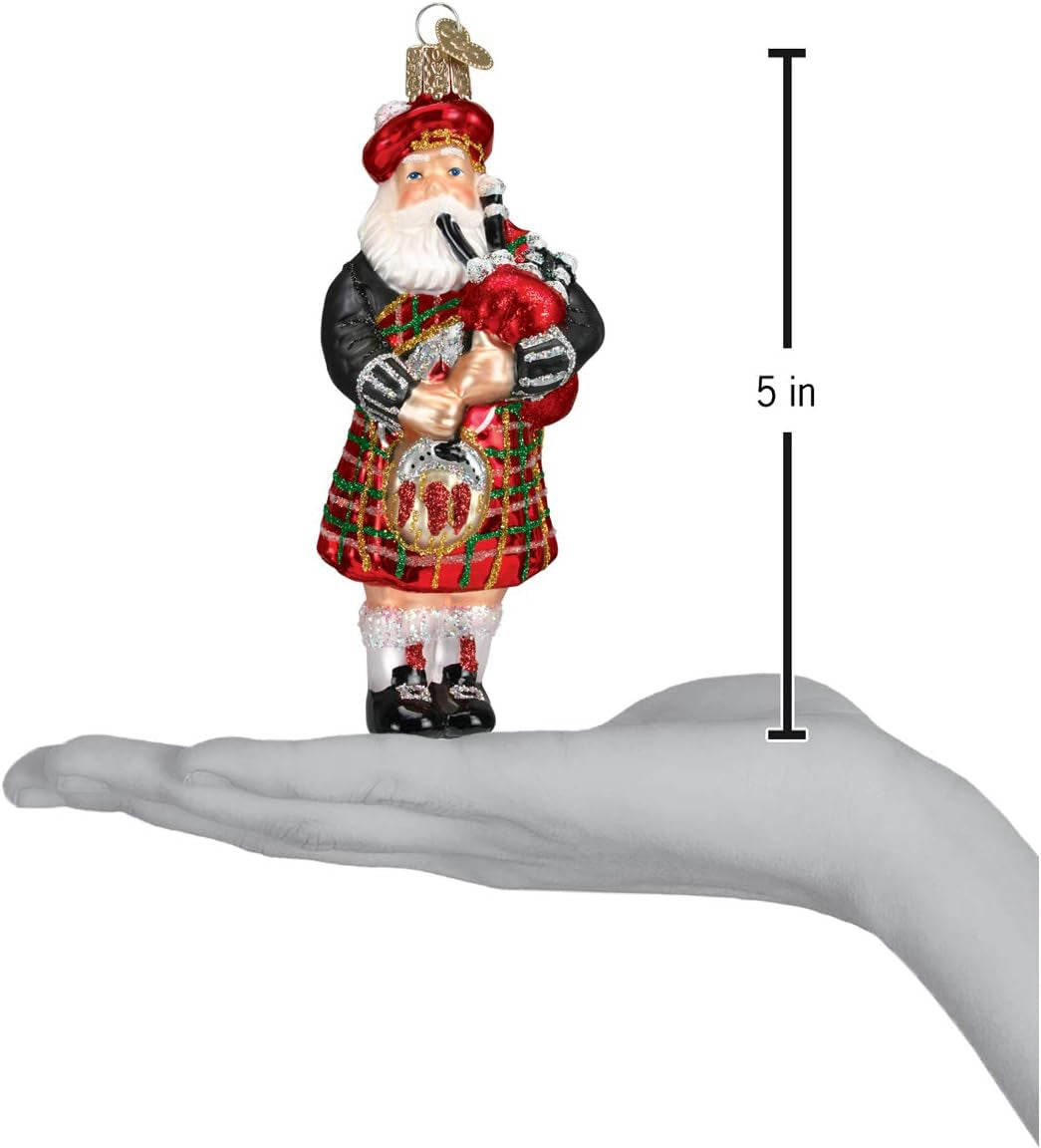 Ornaments: Assortment of Santas Glass Blown Ornaments for Christmas Tree, Highland Santa