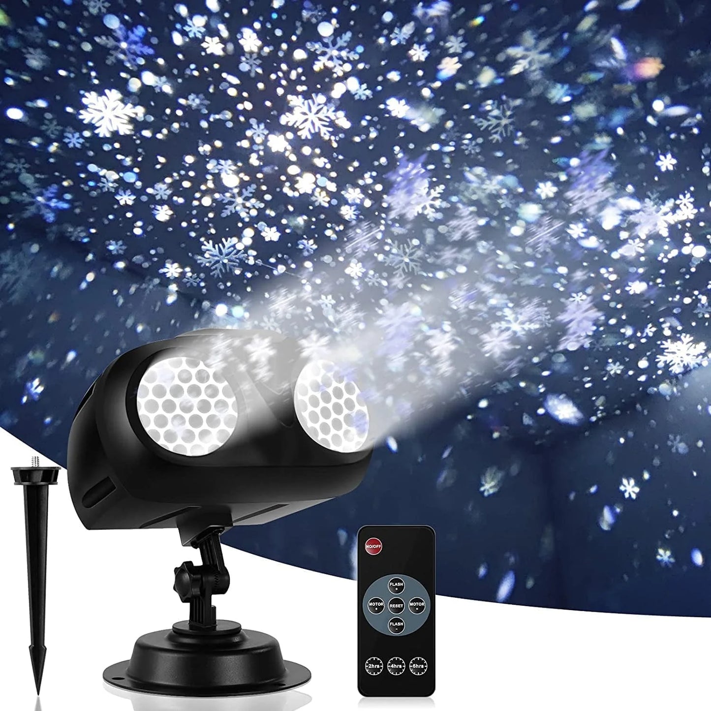 Waterproof Projector Lights with Remote Control, Lawn Stake & Indoor Base
