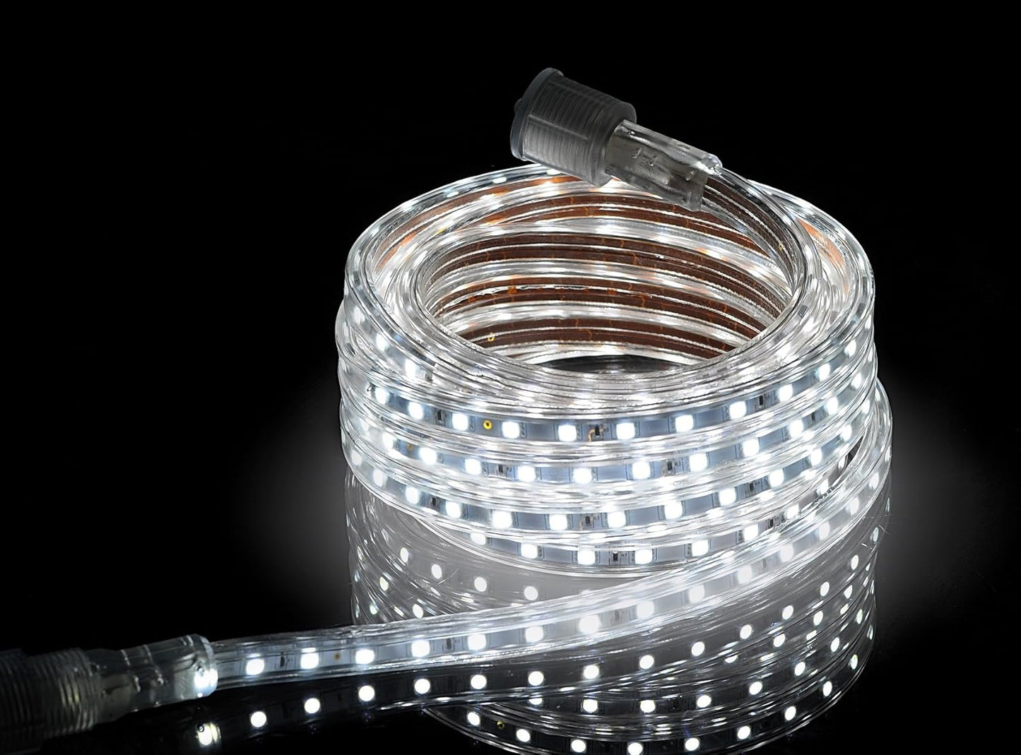 UL Listed, 50 Feet, Super Bright 13500 Lumen, 6000K Pure White, Dimmable, 110-120V AC Flexible Flat LED Strip Rope Light, Commercial Grade, Indoor Outdoor Use, Ready to Plug N Shine