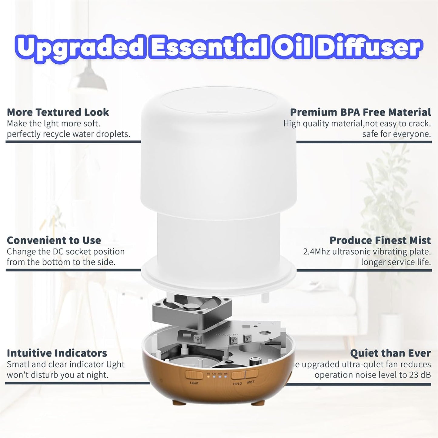 Small Cute Diffusers 200Ml Colorful Essential Oil Diffuser with Adjustable Mist Mode,Auto off Aroma Diffuser for Bedroom/Office/Home (200 ML 1 Pack Yellow)