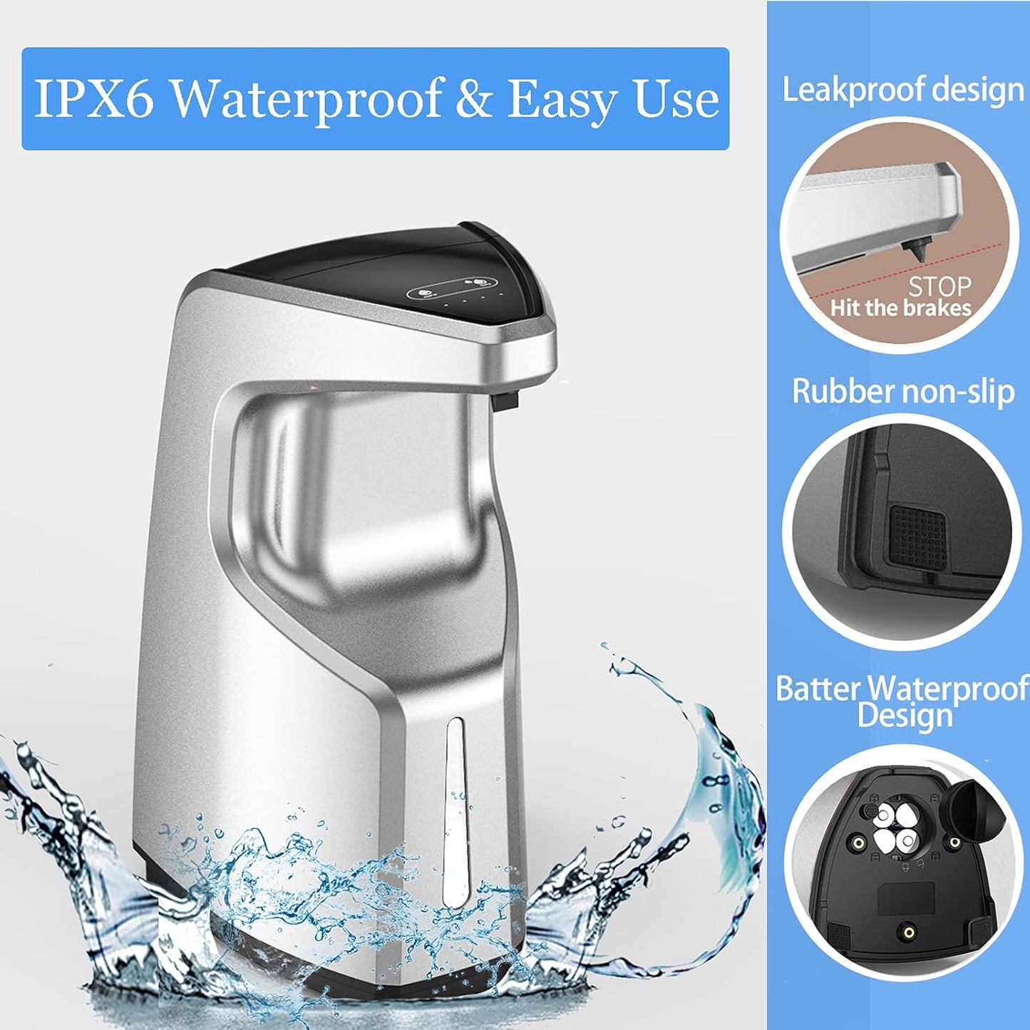 Soap Dispenser, Automatic Soap Dispenser Touchless,Dish Soap Dispenser for Kitchen Bathroom, Hand Soap Dispensers-Infrared Motion Sensor/1 Year Warranty/Touchless High Capacity Auto Soap Dispenser