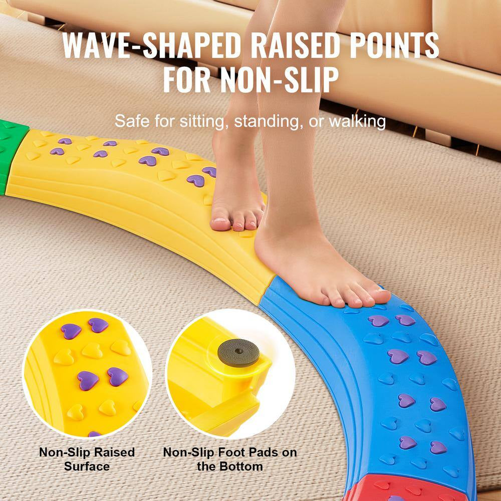 Balance Beam Stepping Stones, 8 PCS Toddler Balance Boards Non-Slip Textured Surface & Rubber Pads, Montessori Toy