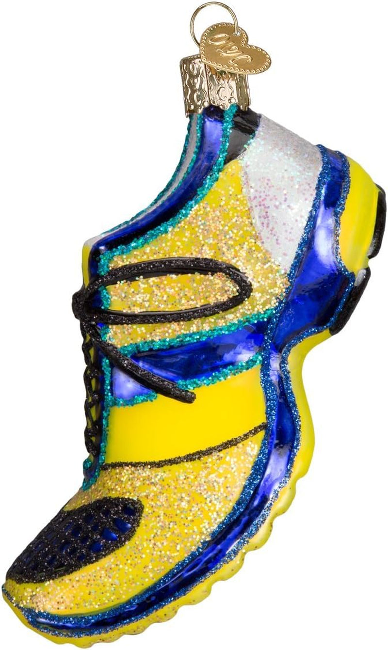 Running Shoe Glass Blown Ornament for Christmas Tree, Handcrafted Holiday Decoration, Sport Collection