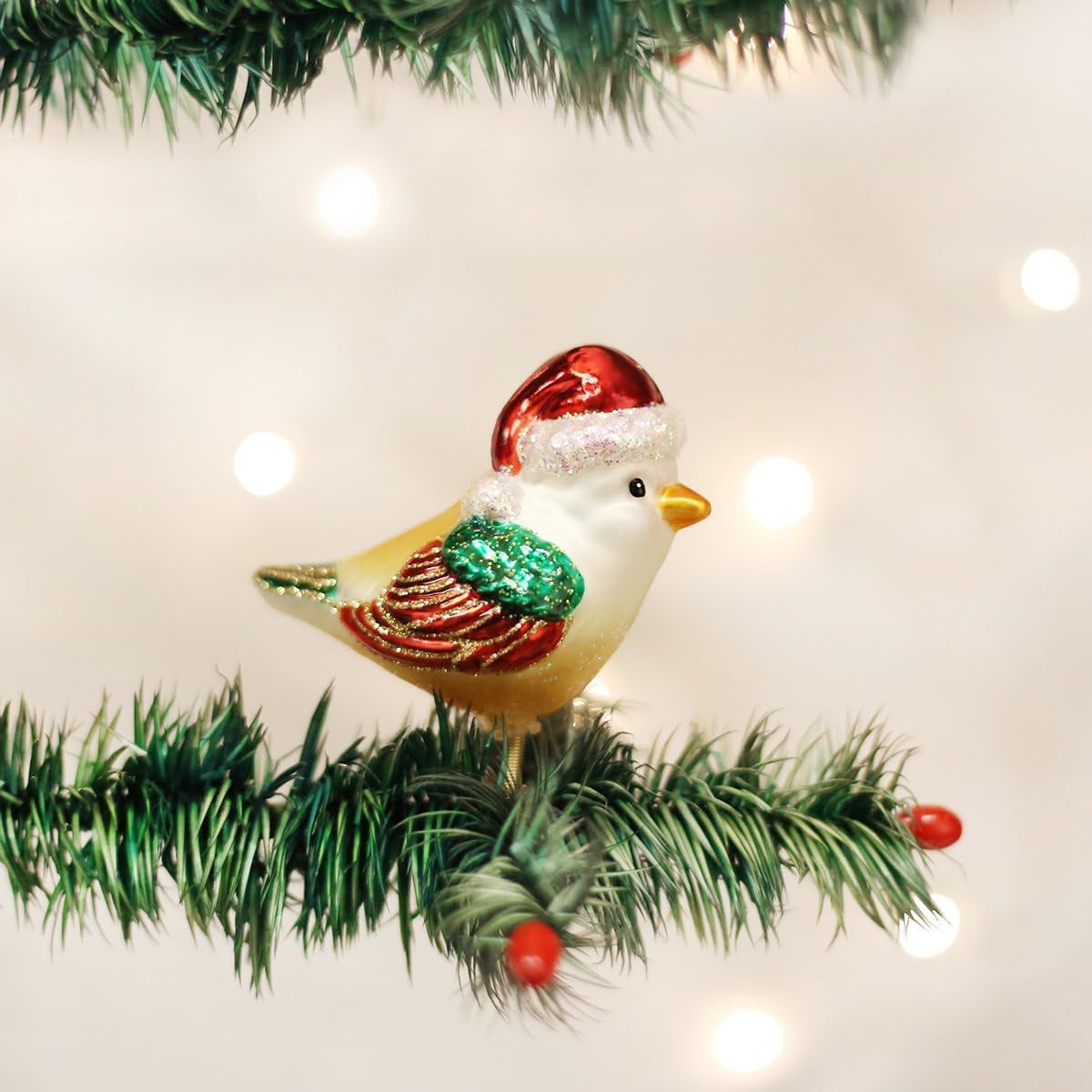 Ornaments Santa Bird Glass Blown Ornaments for Christmas Tree 3Inch