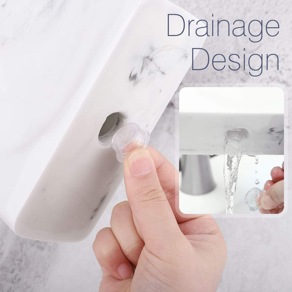 Electric Toothbrush Holder, 3 Slots Large Marble Toothbrush Toothpaste Stand, Resin Storage for Bathroom Accessories Vanity Counter Sink Organizer Caddy Marble Style- Ink White