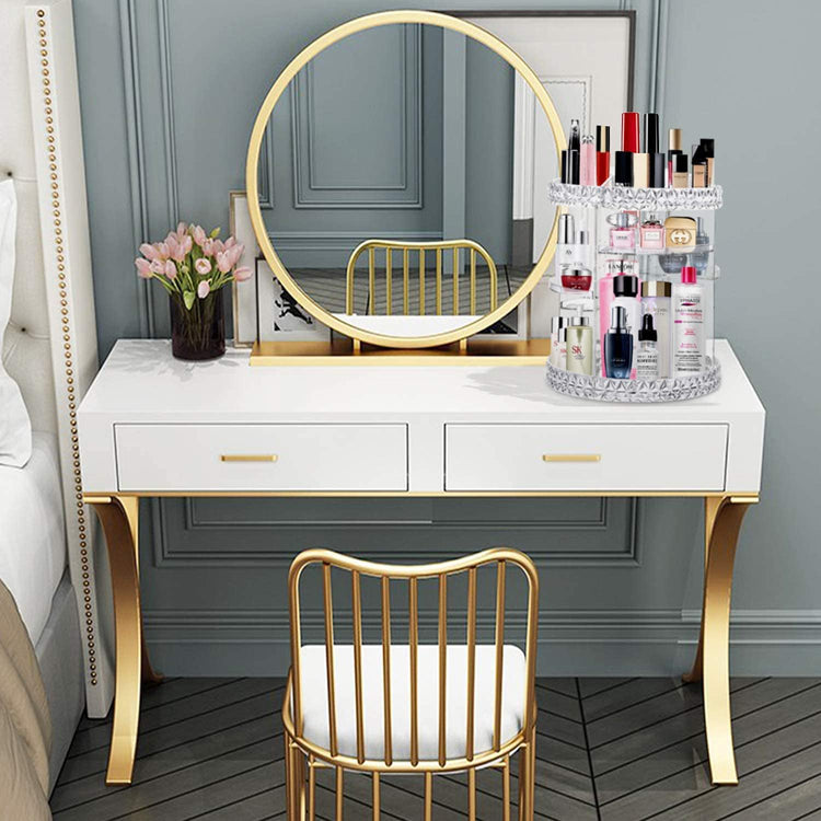 360 Rotating Makeup Organizer Perfume Organizer Clear Cosmetic Storage Display Case Large Capacity Acrylic Beauty Holder Adjustable Partition Height for Bedroom Dresser or Bathroom Vanity