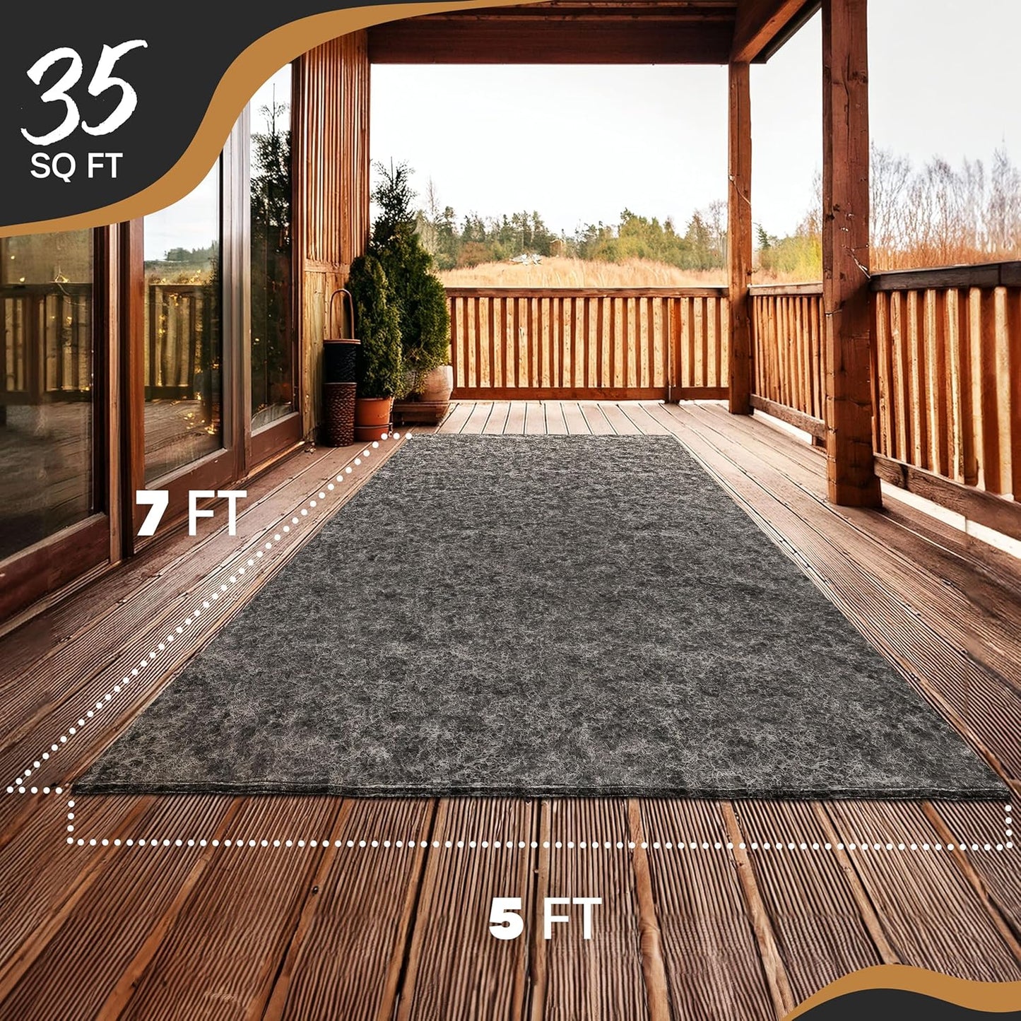 5'X7' Felt TPO Non Slip Rug Pad | 1/4" Thick Rug Cushion | anti Slip Grips for Hardwood Floors
