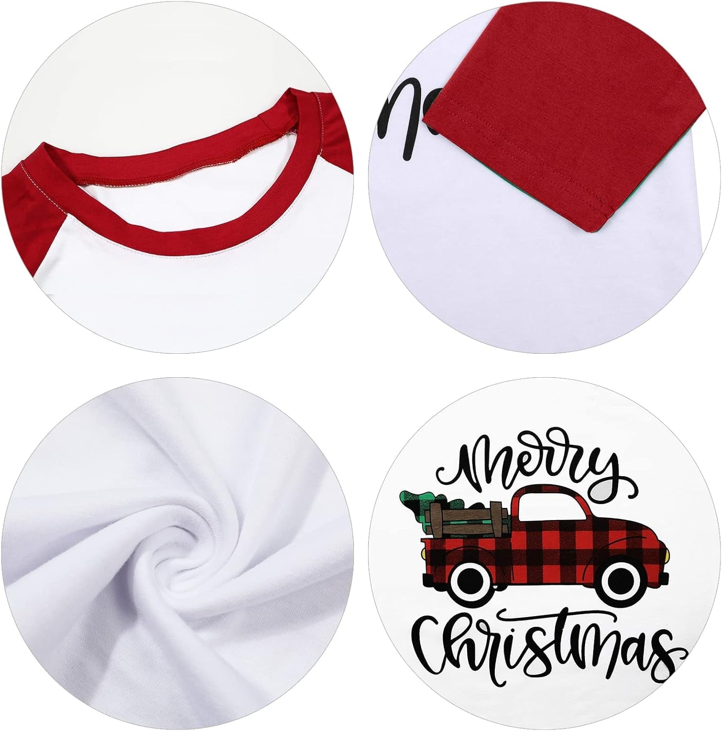 Christmas Shirts for Women Christmas Long Sleeve Raglan Shirt Christmas Plaid Truck Tree Graphic Splicing Top Red