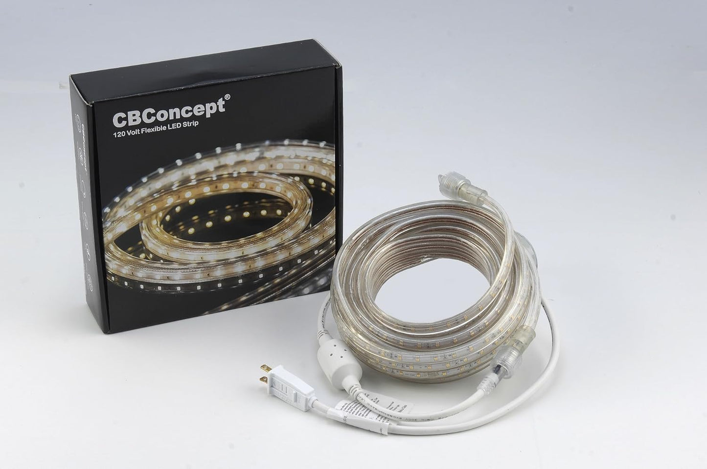 UL Listed, 50 Feet, Super Bright 13500 Lumen, 6000K Pure White, Dimmable, 110-120V AC Flexible Flat LED Strip Rope Light, Commercial Grade, Indoor Outdoor Use, Ready to Plug N Shine