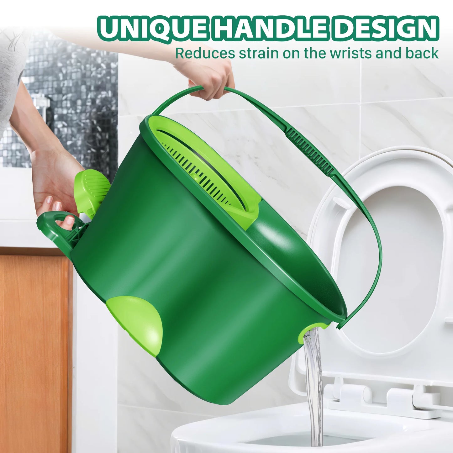Spin Mop and Bucket System with Wringer Set for Floors Cleaning, 6 Refill Mop Pads