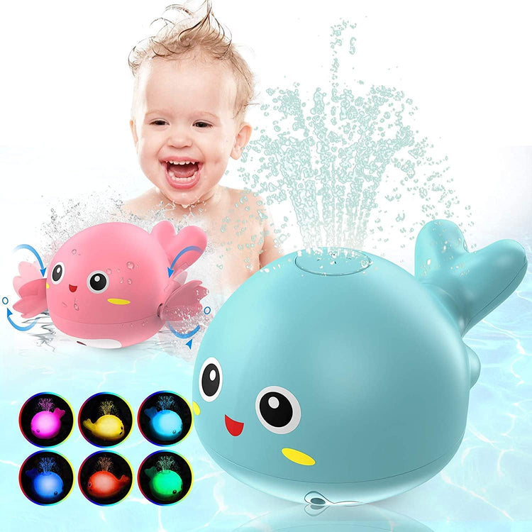 Baby Bath Toys for Toddlers 3 4 5 Years Old Boys and Girls Kids, Light up Whale Bath Toy Sprinkler Toy for Bath with Color Box