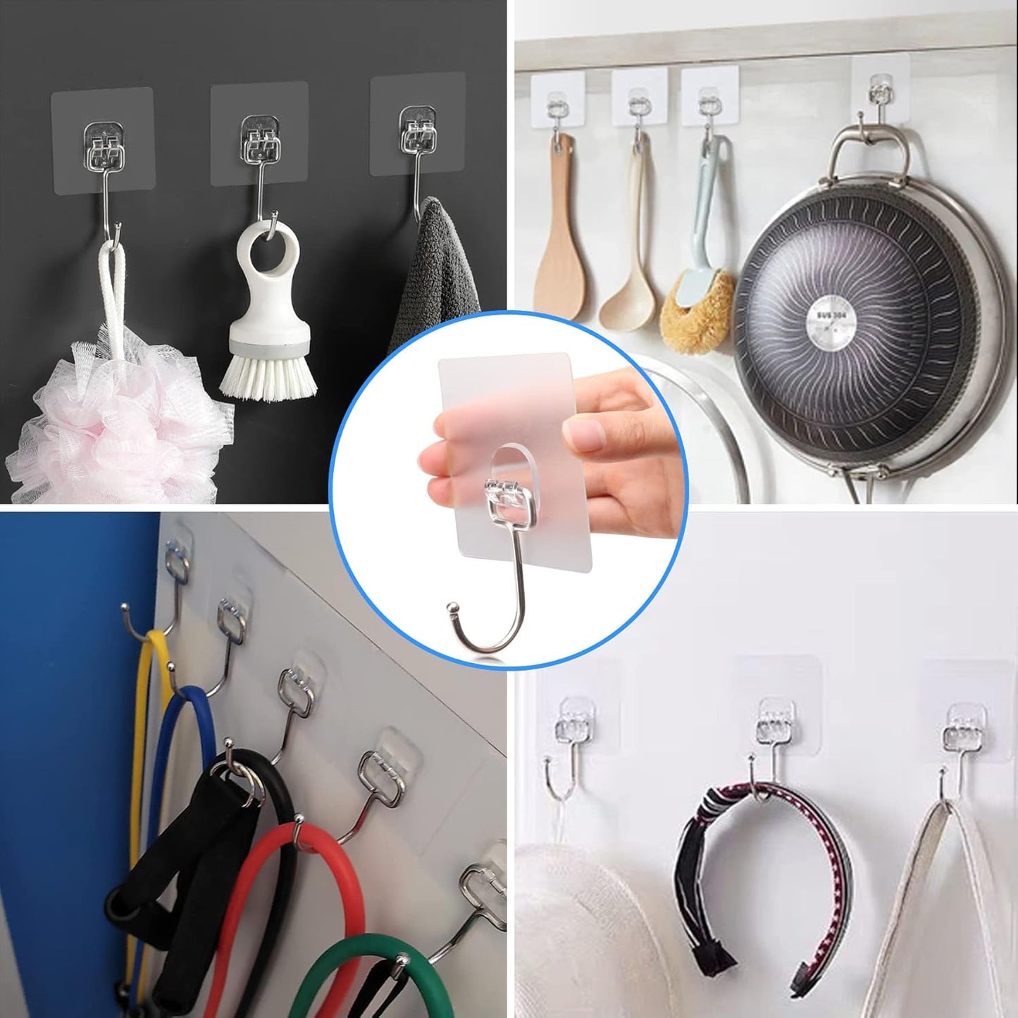 10-Pack All-Purpose Large Adhesive Hooks for Hanging,Banana Hook,Heavy Duty Adhesive Hooks 37 Lb(Max),Sticky Wall Hook Fit Home,Bathroom,Kitchen,Office and Outdoor