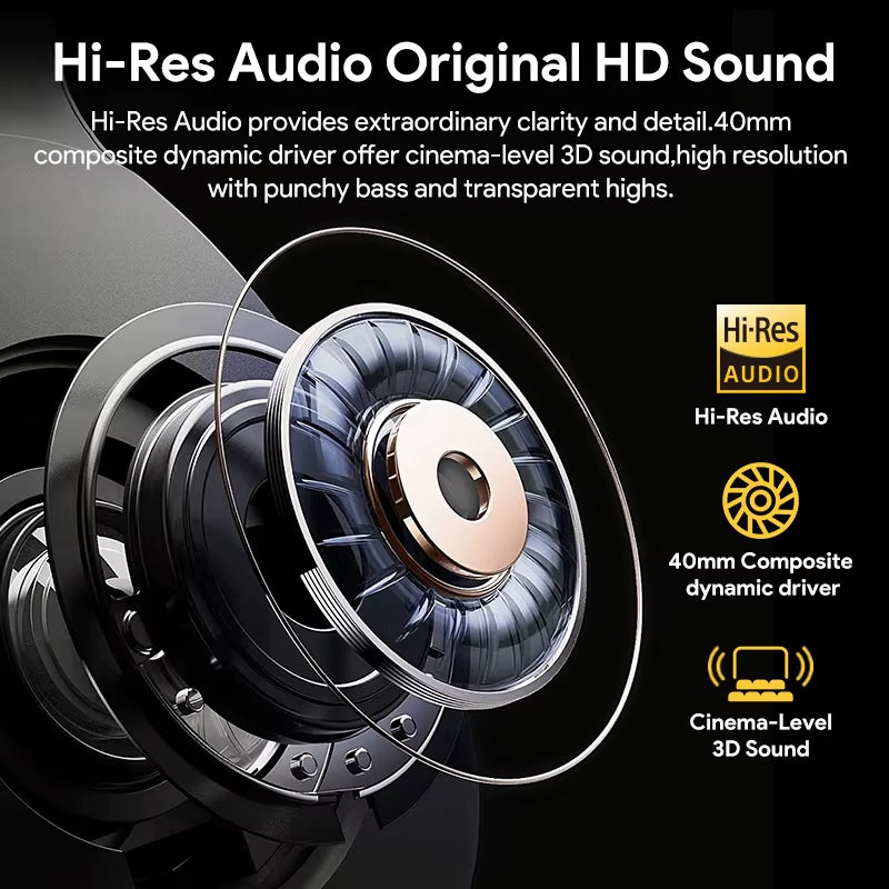 H3 ANC 43Db Active Noise Cancellation Headphones Hi-Res Audio Wireless Earphones Bluetooth 5.4 over the Ear Headsets 60Hrs