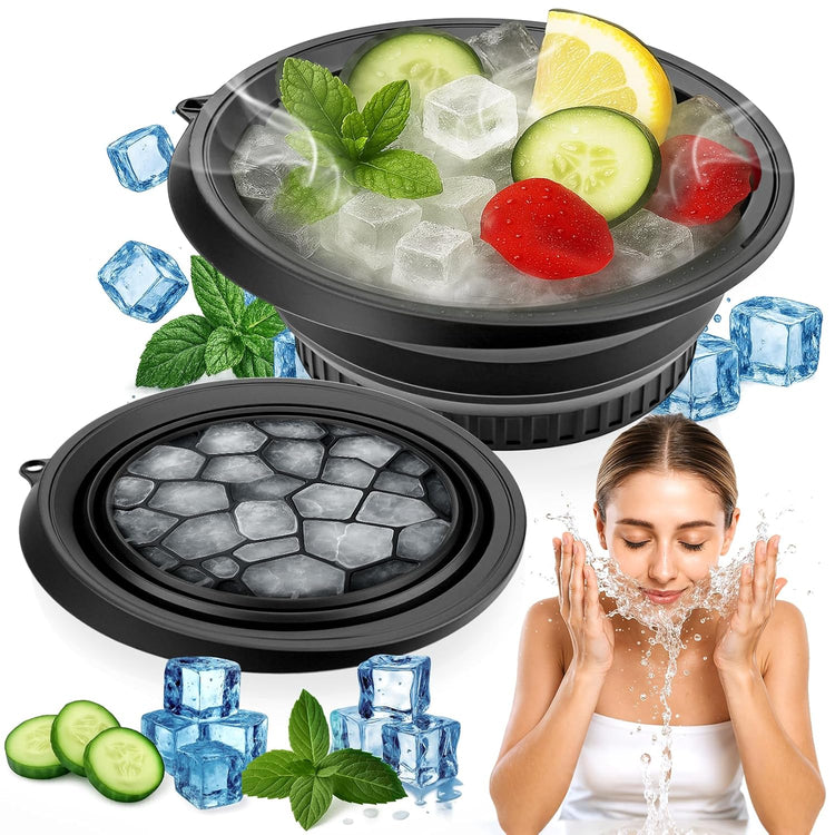 Collapsible Silicone Face Ice Bowl with Tray Cold Plunge Therapy Skin Care Tool