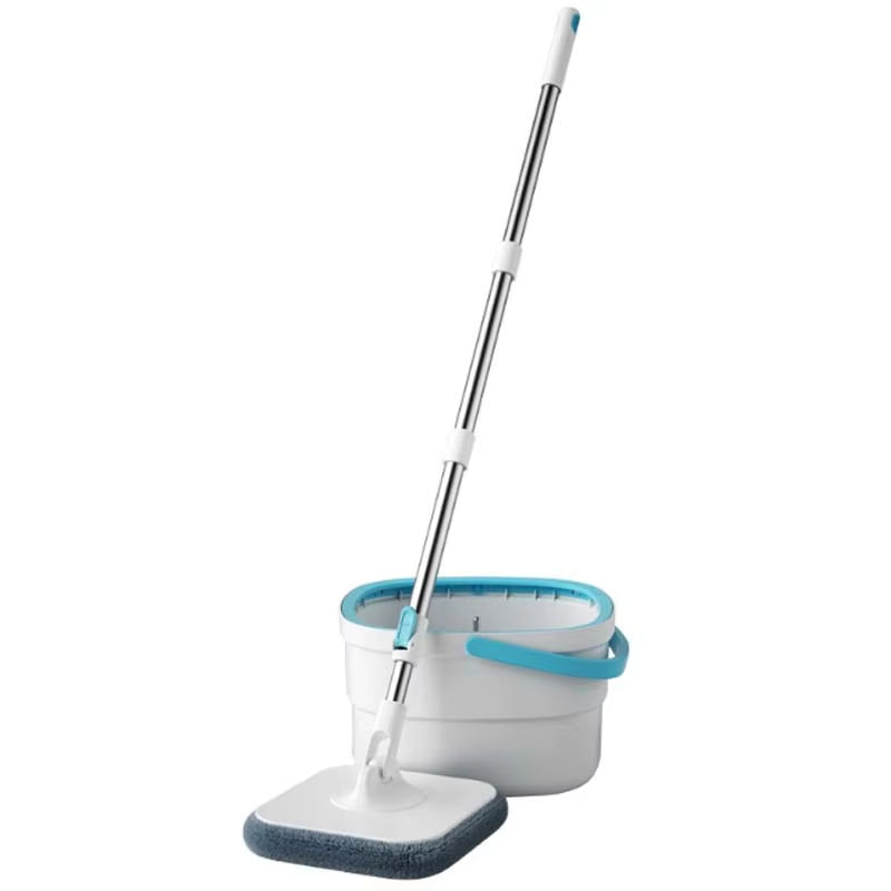 Spin Mop and Bucket Set with Dirty and Clean Water Separation System, Self-Wringing 360° Rotating Flat Mop, Hands-Free Self