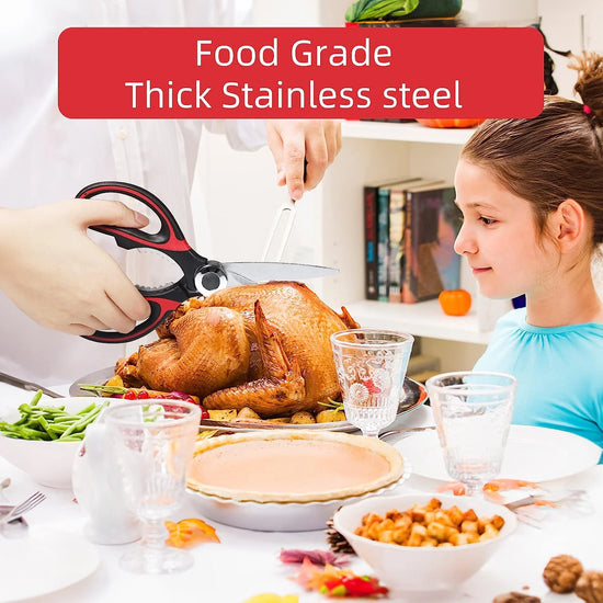 2 Pack Stainless Steel Kitchen Shears Scissors Set for Meat Poultry Fish Nuts Vegetables