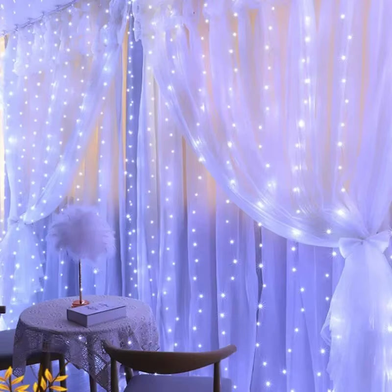 RGB 3X1M Curtain LED Light Christmas Decoration Holiday Home Bedroom Wedding Fairy Garland Lamp USB Plug with Remote