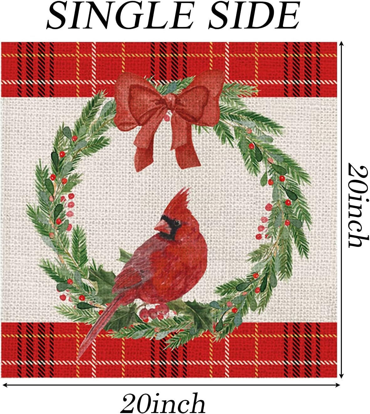 Christmas Pillow Covers Set of 4 Christmas Cardinal Red Buffalo Check Farmhouse Throw Pillowcase Party Decorations Winter Home Decor Case for Sofa Couch