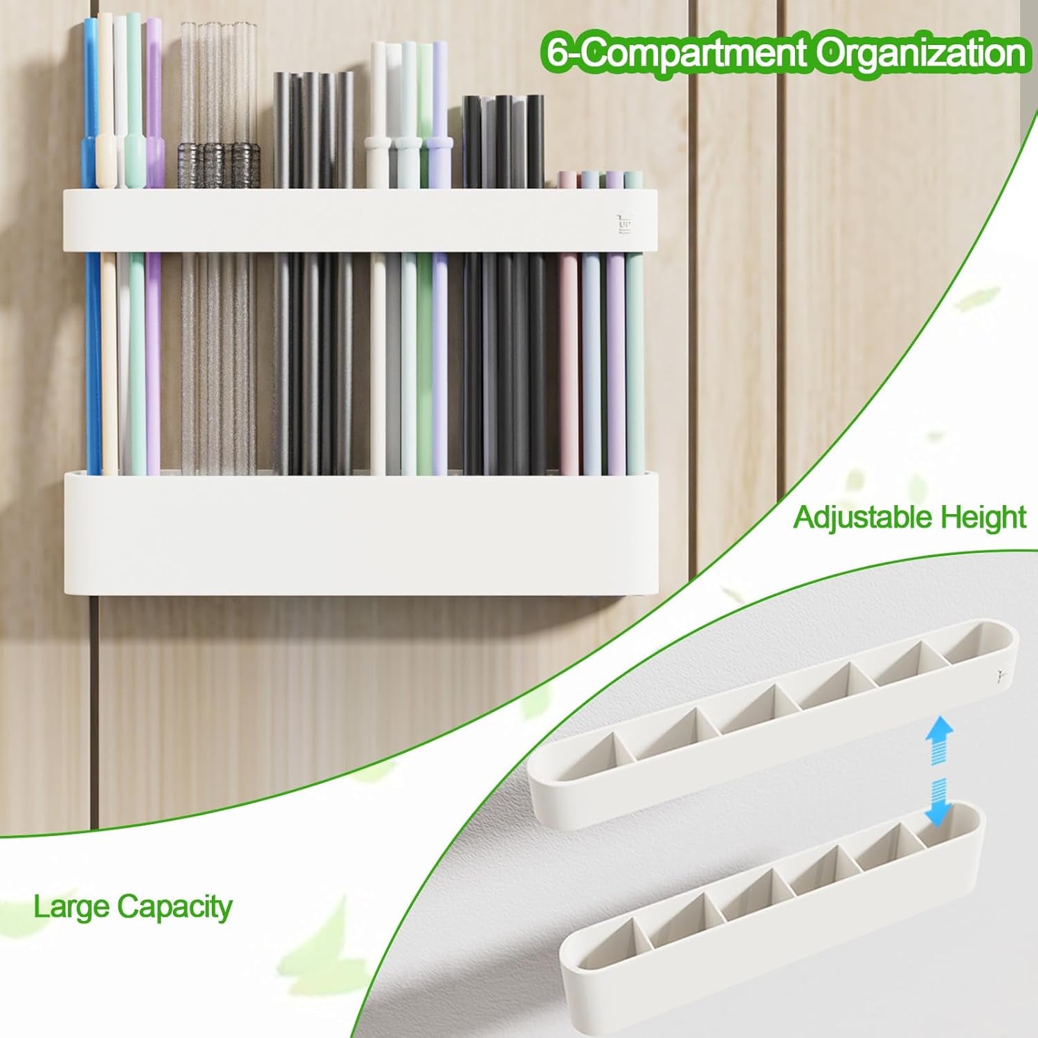 Straw Holder for Cabinet Door, Silicone Straw Organizer for Cabinet Door