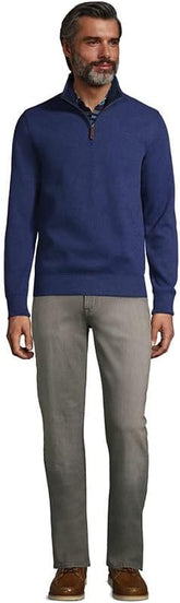 Mens Bedford Rib Quarter Zip Heather Medium Denim Heather Regular X-Large