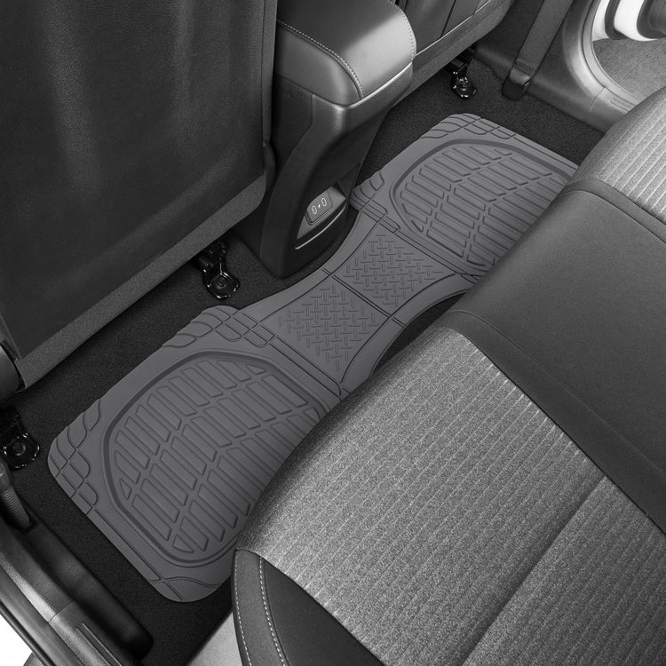 & BDK Heavy Duty Gray Rubber Car Mats Full Set - Universal Trim-To-Fit All Weather Floor Mats - Floor Mats for Car Accessories - Front & Back Interior Floor Mats for Truck Accessories