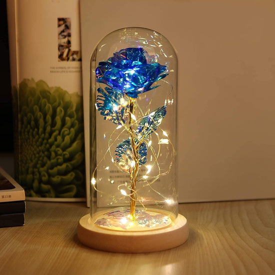 Beauty and the Beast Rose Enchanted Flower with LED Light in Glass Dome for Christmas Valentine&
