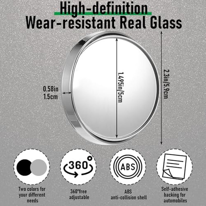 4 Pcs Blind Spot Car Mirrors Wide View Angle Glass round Side Rear Adjustable