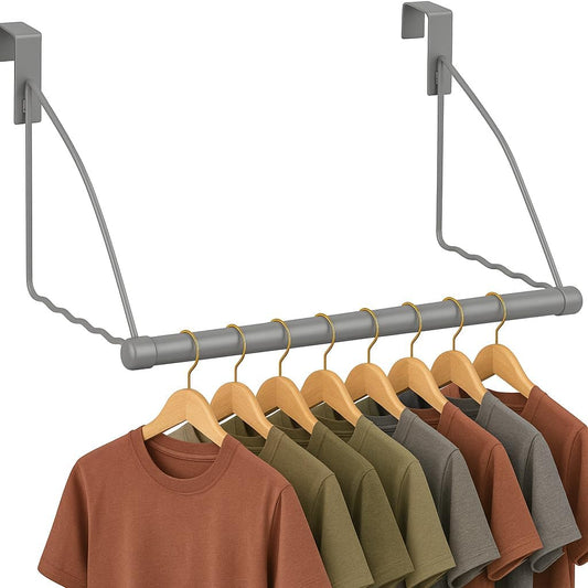 over the Door Hanger - Door Rack Hangers for Clothes - Space Saving Designed for Bedroom & Bathroom - Ideal for Clothes & Towels - Drying Rack, Gray