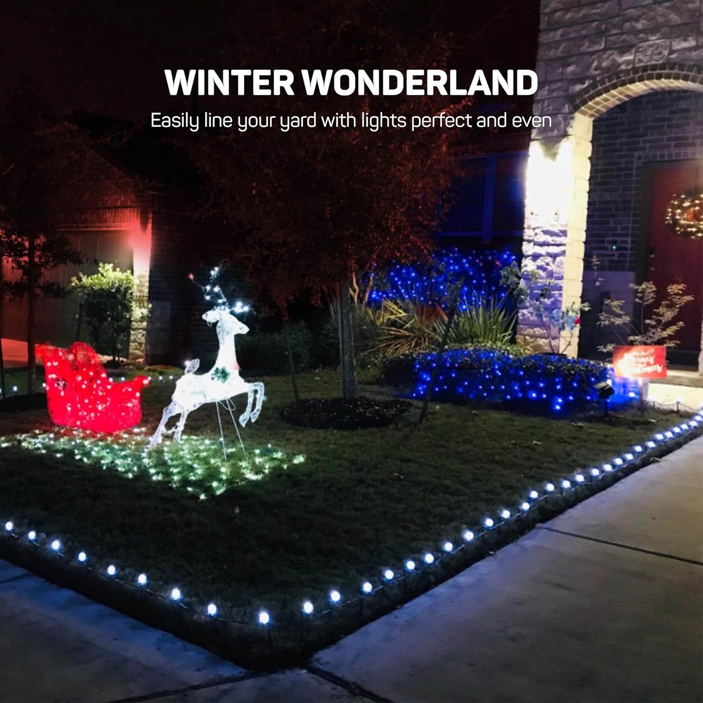 Christmas Light Yard Stakes [Set of 50] Outdoor Light Stakes - 8.5" Tall - Universal Christmas Pathway Lights on Yards, Driveways - Christmas Yard Stakes - USA Made
